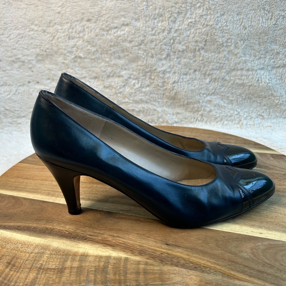 Vintage Womens Sz 8 AAA Salvatore Ferragamo Shoes Black Patent